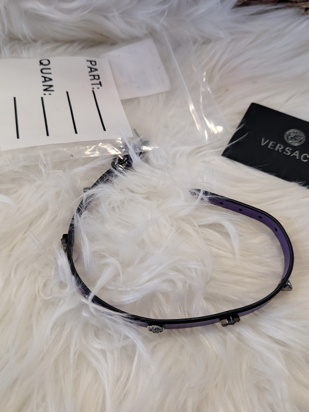 Versace Purple Leather Studded Bracelet Watch Strap